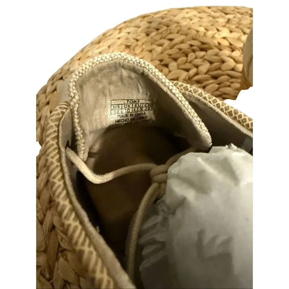 Brand New Toms Women’s Desert Wedge Natural Metallic Linen Shoes Size 12